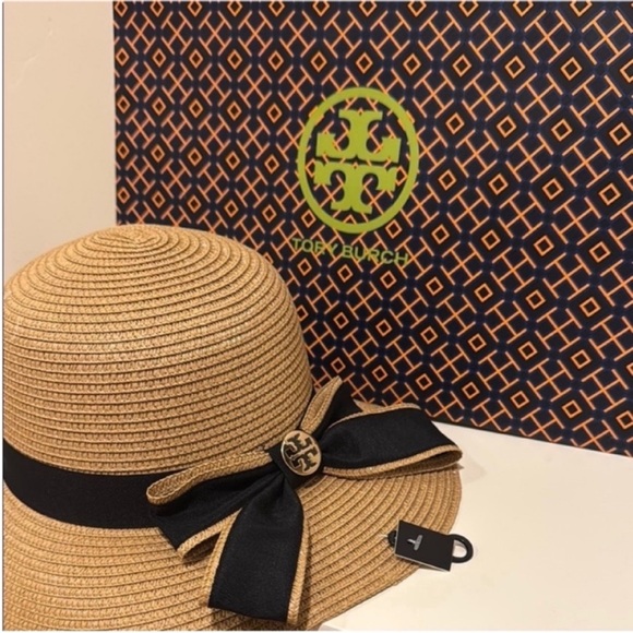 NEW✨Tory Burch Beige Hat with Black Bow-one size/UPF 50+ - Picture 9 of 10